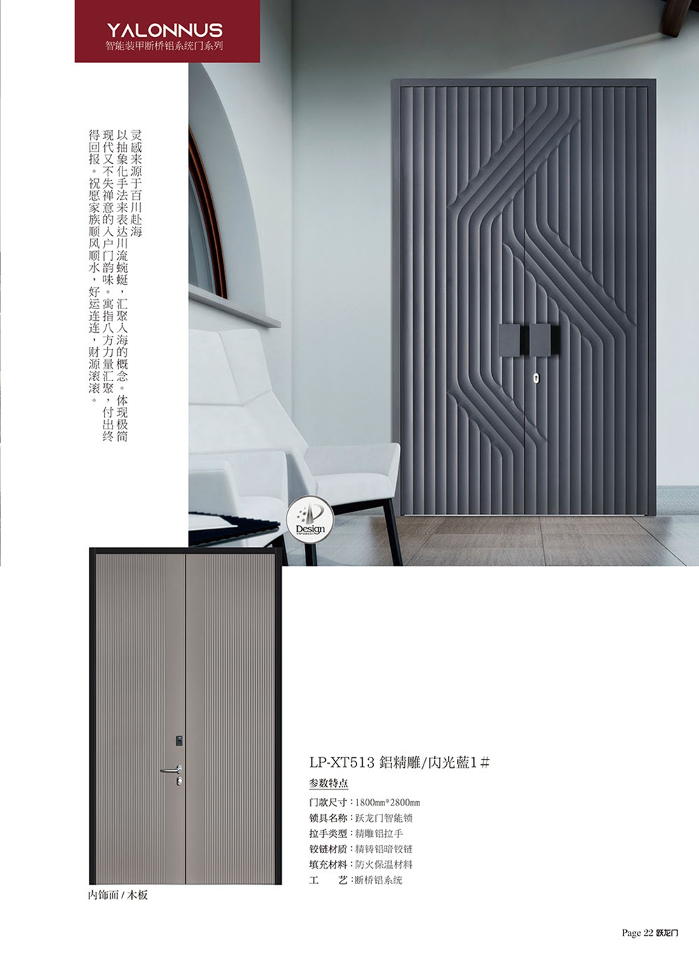 高端裝甲門LP-XT513鋁精雕/內(nèi)光藍(lán)1 #
